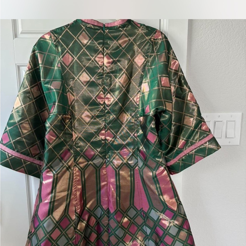 Tuckernuck Green Tunic with Pink and Gold Metallic Accents - Picture 4 of 8